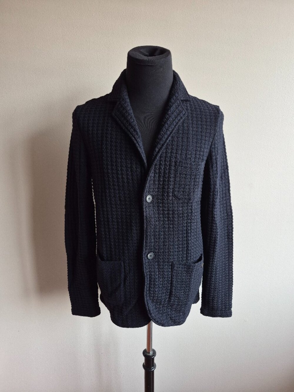 New Lorenzoni Italian Wool Blend Black Cardigan Size 50 / M